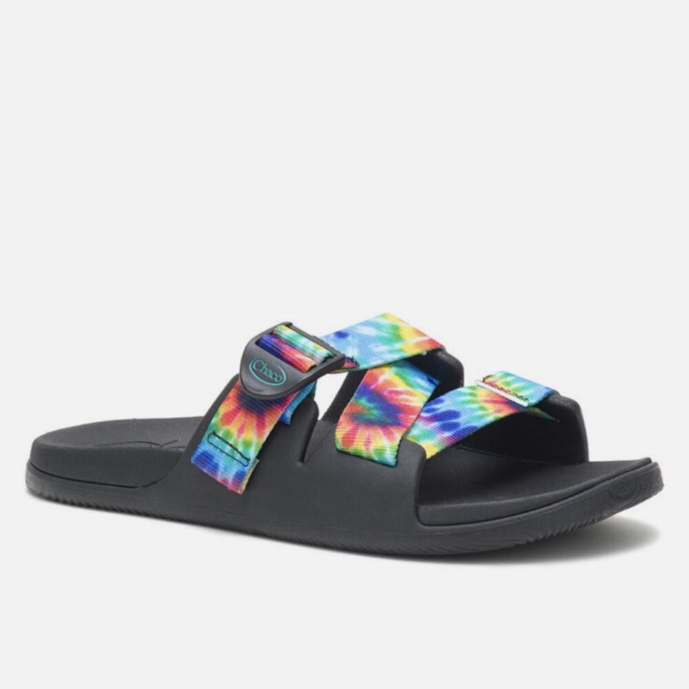 Chaco Women's Chillos Slide Sandals US 9 Rainbow Tie Dye Slip On Outdoor Hippie